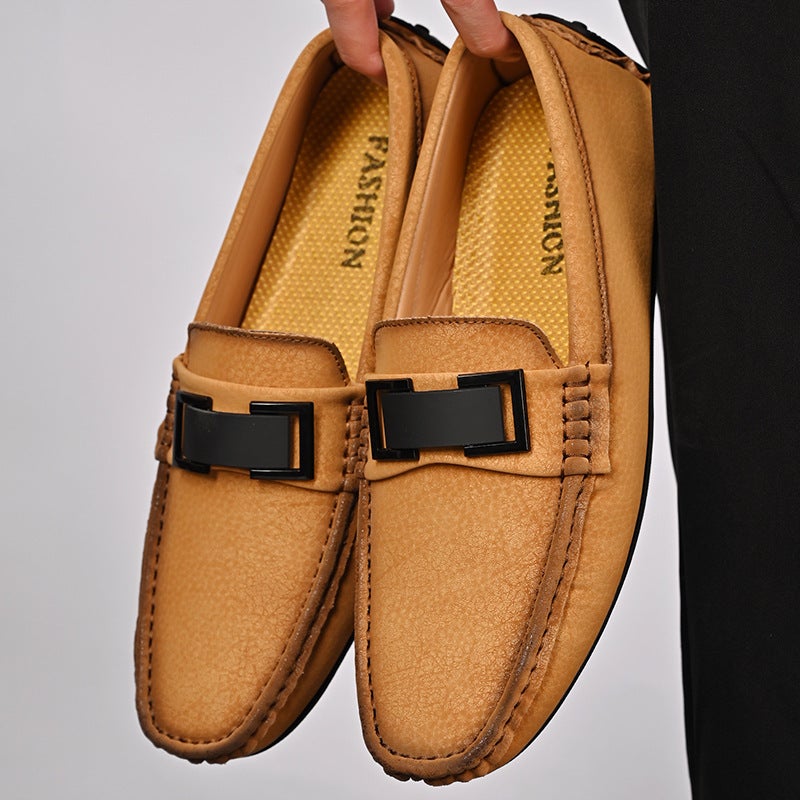 Best-Selling Large Size Men'S Beanie Shoes British Business Casual Leather Shoes Slip-On Slip-On Shoes For Men - Image 2